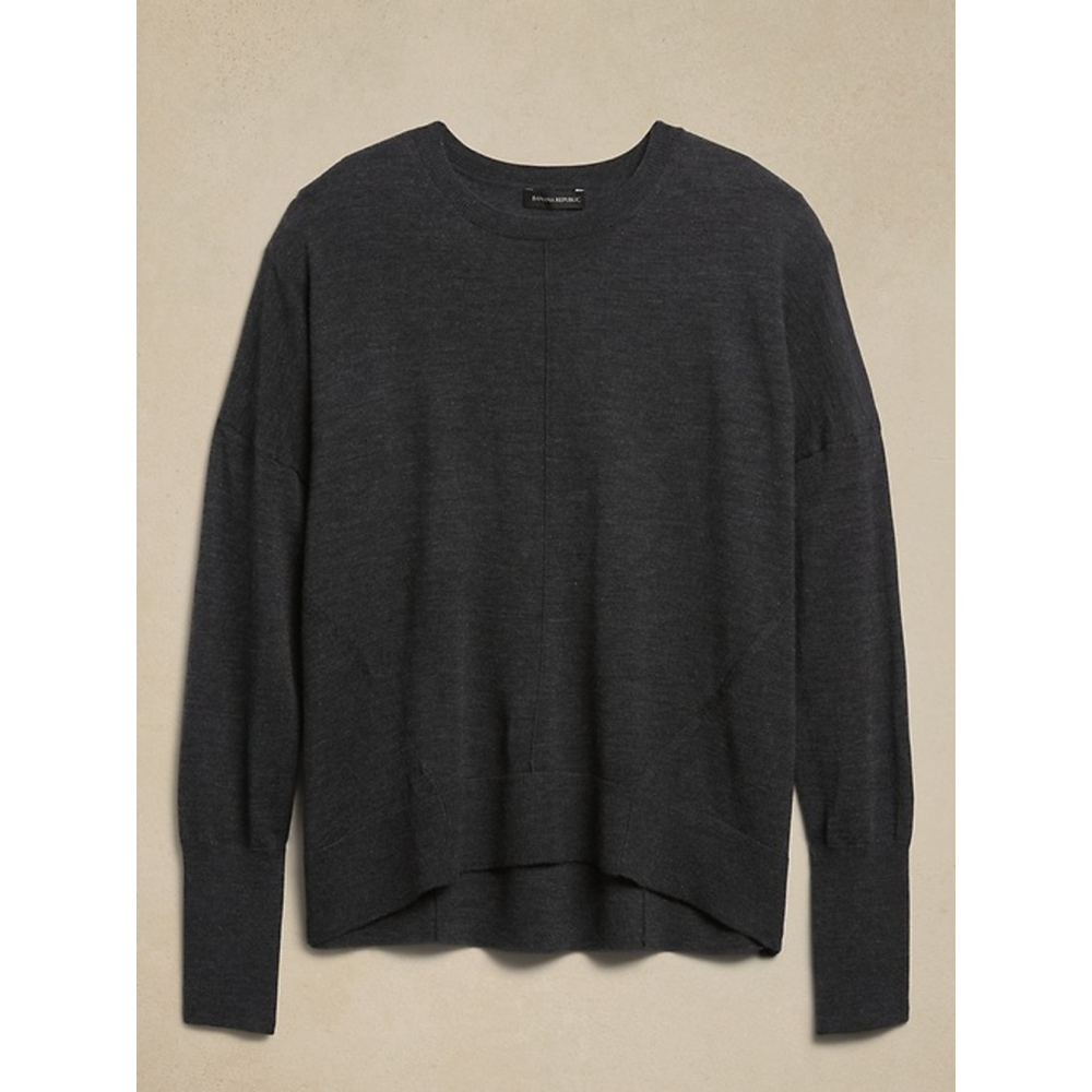 Banana Republic Merino Wool Crewneck Sweater Gray Small